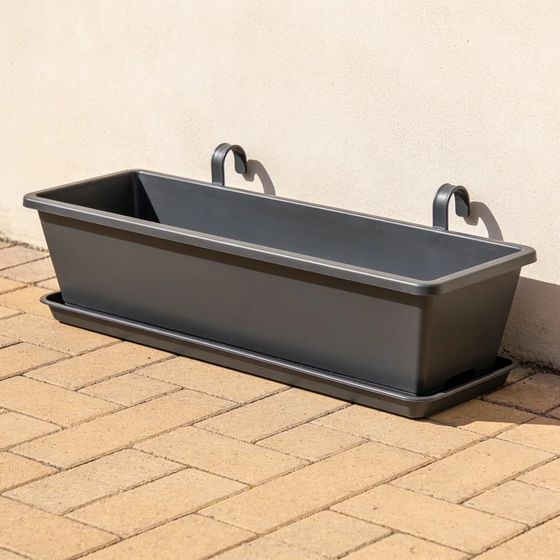Rail-Hook Balcony Planter — Charcoal
