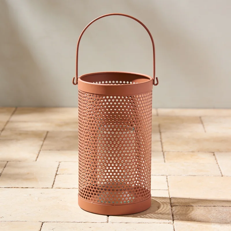 Mesh Candle Table Lantern — Clay