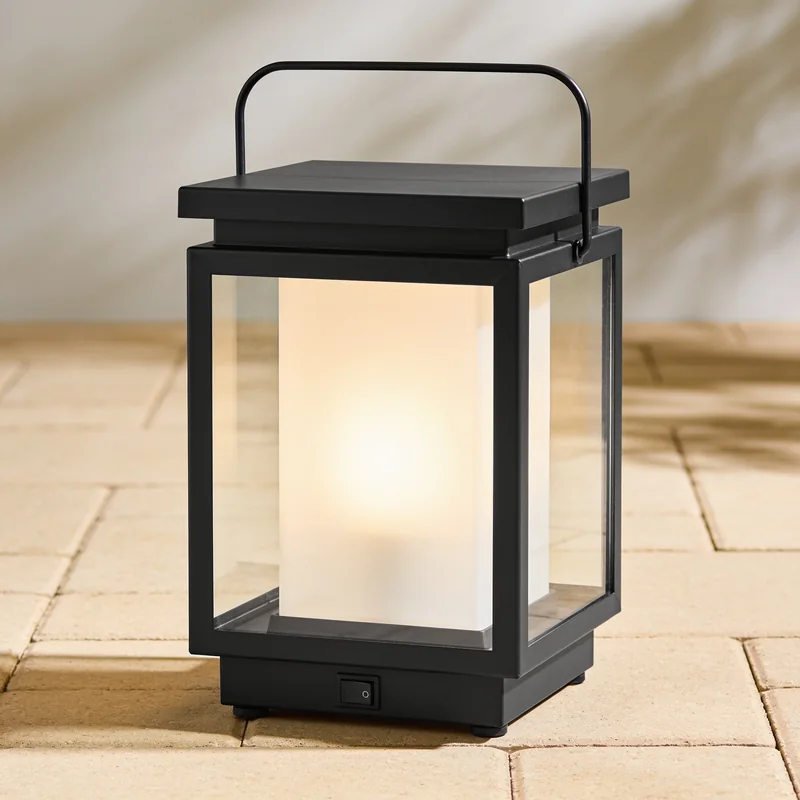 Low Frame LED Patio Lantern — Black
